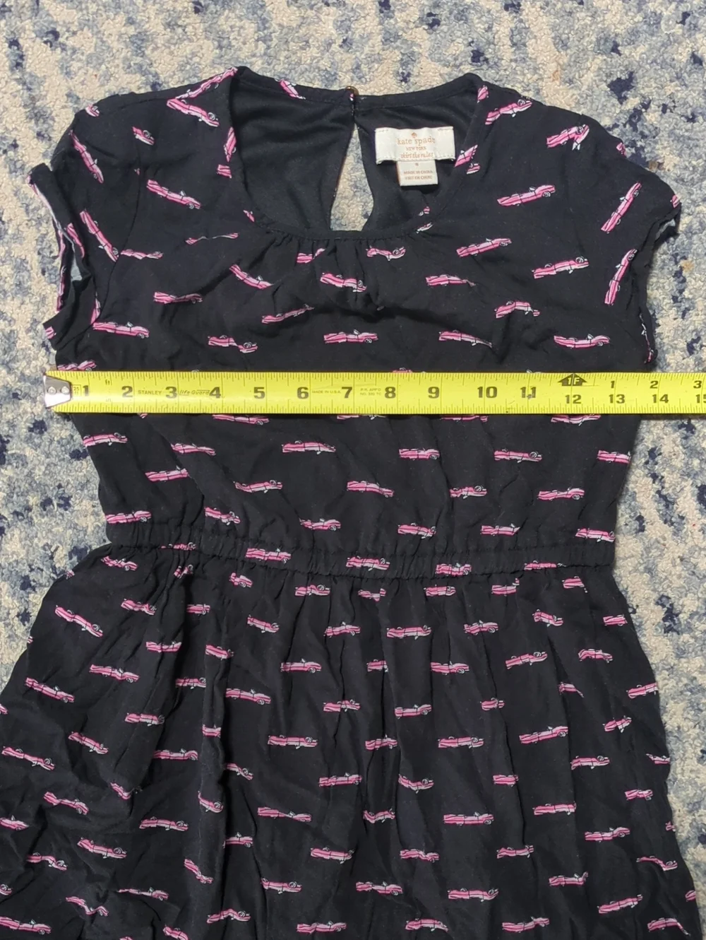Kate Spade New York Black Pink Car Print Fit & Flare Dress Size 8